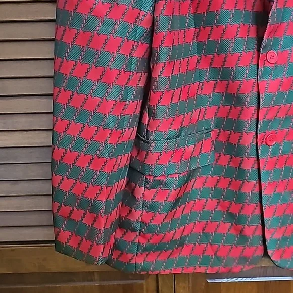 NWOT Christmas Blazer Dec. 25th ugly X-Mas jacket men XL red and green lined - Picture 3 of 12